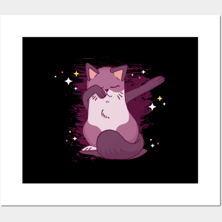 Cat Dabbing Dab Pose Birthday Gift Catlover Posters and Art